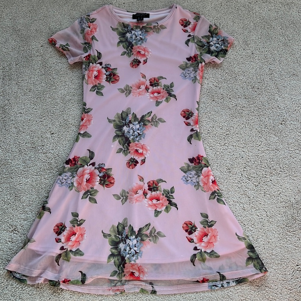 Streetwear Society Pink Floral Mini Dress Size Small GUC